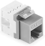 NavePoint 180 Degree Cat5e Keystone Jack, RJ45 Ethernet Connector, Type 110, Gray 25-Pack