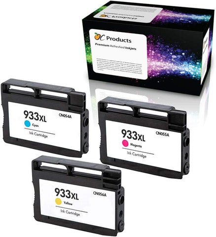 OCProducts Refilled Ink Cartridge Replacement 3 Pack for HP 933XL for HP Officejet 6100 6600 6700 7110 7610 7612 (1 Cyan 1 Magenta 1 Yellow)