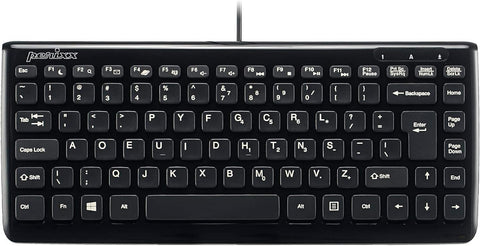 Perixx PERIBOARD-407B DV, Wired USB Mini Keyboard - 11 Hot Keys - Glossy Black - Dvorak Layout