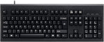 Perixx PERIBOARD-106B DV, Wired Performance Full Size Keyboard - Curve Ergonomic Keys - 5.9ft USB Cable - Black - Dvorak Layout