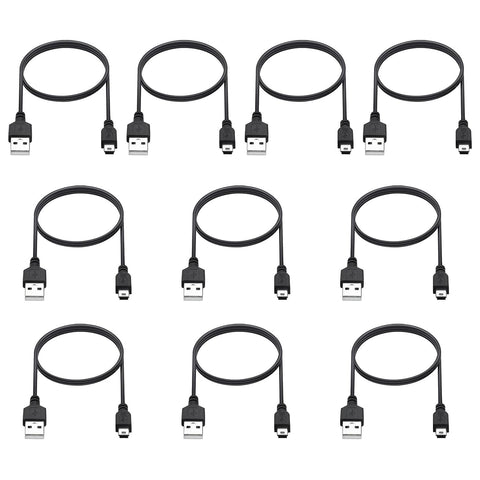 Smays Mini USB Cable 3ft 10-Pack Bulk, Mini-B Charger Cord Black