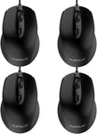 YUMQUA G222 Computer Mouse Wired 4 Pack, Bulk USB Corded Mouse, Office & Home Silent Optical Mice with 2 Adjustable DPI for Computer Laptop Desktop PC