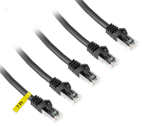 iwillink Cat6 Ethernet Cable 7 ft (5 Pack),Support POE High Speed Cat6 Cat 5e Cat 5 Network Patch Cord - RJ45, Stranded, UTP, POE, Pure Bare Copper Wire, 26AWG - Black