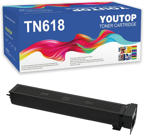 YOUTOP 1PK TN-618 TN618 (A0TM132) Black Toner Cartridge Compatible for Konica Minolta bizhub 552 652