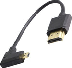 GINTOOYUN 90 Degree Micro HDMI Male to HDMI Male Cable Adapter Connector 4K 60Hz Ethernet HDMI Type D to Type A 3D Audio Return for Cameras-15CM (Angle Left)