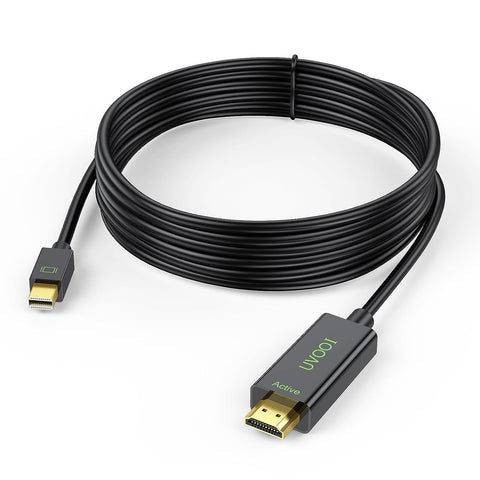 UVOOI Active Mini DisplayPort to HDMI Cable 10 Feet, Mini DP to HDMI Cord Supporting Eyefinity Technology & 4K@60Hz, 1440P@144Hz Resolution