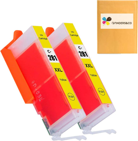 F FINDERS&CO CLI-281 XXL Y Yellow Ink Cartridge Replacement for Canon PGI-280 XXL CLI-281 XXL Work with Canon PIXMA TS6320 TS8220 TS8320 TS9120 TR7520 TR8520 (2X CLI-281XXL Yellow)