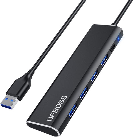 UFBOSS 5-Ports Ultra Slim Aluminum USB 3.0 Hub, 4 Portt 5Gbps USB3.0 with One USB-C Charging Port USB Splitter - Compatible with Laptop, iMac Surface Pro, XPS, PC, Flash Drive, Mobile HDD