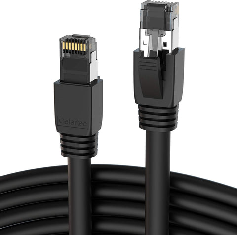 Cat8 Ethernet Cable, 6ft, High Speed 25/40Gbps 2000Mhz Gigabit Ethernet LAN Cable, 24AWG S/FTP Patch Cable with RJ45 Connector, Indoor& Outdoor, Compatible with Laptop, Switch, Router, PS5, PS4