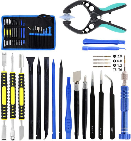 18 in 1 Electronics Repair Tool Kit, Precision Screwdriver Set, Opening Pry Tool Kit and Screen Opening Pliers with Portable Bag for Repair Mobile/Phone, Laptop, Tablets, X-Box, Watch, PS4