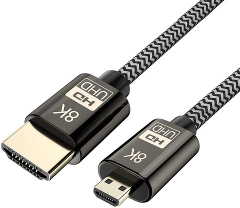 chenyang CY Micro HDMI Cable,Micro HDMI Male to HDMI 2.1 Male Ultra-HD UHD 8K 60hz 4K 120hz 48Gbs Cable 1.5M