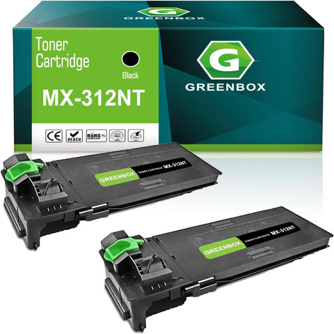 GREENBOX Compatible MX-312N High Yield Toner Cartridge Replacement for Sharp MX-312NT for MX-M260 M310 M264N M314N M354N MX312NT Printer (25,000 Pages, 2 Black)