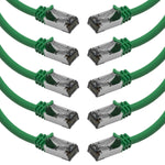 Beszin [50 Micron Gold Plated 1Ft Cat.8 S/FTP Shielded Ethernet Network Cable Green 26AWG- 10 Pack