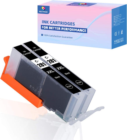 NEXTPAGE CLI281 CLI-281 XXL Black Ink Cartridge Replacement for Canon PGI-280 XXL CLI-281 XXL Work with Canon Pixma TR8520 TS9120 TS6220 TS6120 TS8120 TR7520 TS8220 Printer (CLI-281XXL BK 2 Packs)