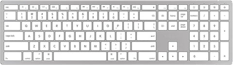 Aluminium Bluetooth Wireless Keyboard with Numerical Keypad for Mac/iMac Computer or MacBook Pro/Air Laptop as One Replacement of Apple Magic Keyboard -White