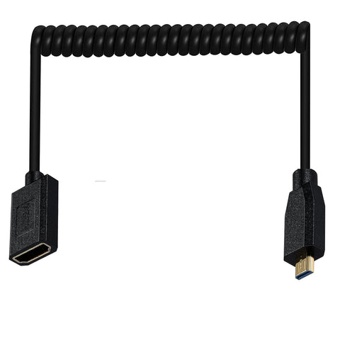 Ultra Thin HDMI Coiled High Speed Cable, Disscool HDMI Female to Micro HDMI Male Type D Connector Adapter Flexible Spring Extension Cables, 2.1V 8K@60Hz 4K@120Hz for Camera/Monitor(M to F?Micro)