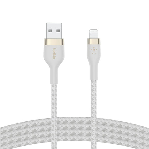 Belkin BoostCharge Pro Flex Braided USB Type A to Lightning Cable (1M/3.3FT), MFi Certified Charging Cable for iPhone 14, 13, 12, 11, Pro, Max, Mini, SE, iPad - White