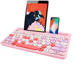 Wireless Bluetooth Keyboard, Attoe Dual Mode Multi-Device Cute Portable Slim Wireless Keyboard with USB Nano, 20m Connection Distance for Tablet PC Windows Android iOS Mac (Pink)