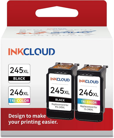 Ink Cartridges Replacement for Canon PG-245XL CL-246XL PG-243 CL-244 for Canon Pixma MX492 MX490 MG3022 MG2920 MG2522 TR4520 TS3122 TS202 MG2420 MG2520 MG2922 IP2820 Printer Ink (1 Black,1 Tri-Color)