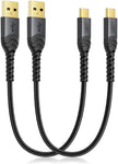 CableCreation Short USB C Cable 3A Fast Charging 2 Pack 1FT, USB-A to USB-C Charge Double-Braided Exterior Compatible with iPad Mini Galaxy S21 S20 S10 S9 Note 10 9 PS5 Controller, USB C Cord Gray