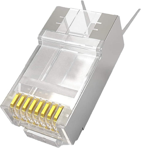 Jadaol Ethernet RJ45 Connector - Ethernet Modular Crimp Connectors Plugs 50 Micron Gold Plated - Only for Cat8 26 AWG Flat Ethernet Cable - 20Pack