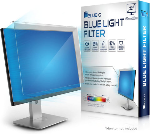 BlueIQ 21.5-22 inch Computer Blue Light Blocking Screen Protector Anti-UV Eye Protection Filter Film for Diagonal 20,20.2,21.5,21.6,22 inch 16:9/16:10 Widescreen Desktop PC Monitor(19.29"x12.0"LxW)