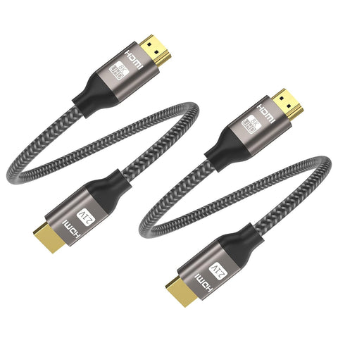 Yinker 8K HDMI 2.1 Cable 1.6 feet 2 Pack, 8K 60Hz HDMI Braided Cord 48Gbps HDCP2.2 HDR10