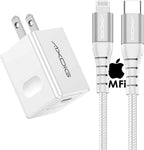 iPhone Fast Charger with Wall Plug MFi Certified,18W USB-C Power Adapter w/ 10 Ft USB C to Lightning Cable Nylon Braided Quick Charging Cord for iPhone 13 12 11 Pro Max X XS XR 8 Plus iPad Mini Air