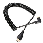 chenyang CY Mini HDMI Male 90 Degree Left Angled to HDMI Male Stretch Spring Cable 1.2m