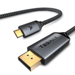 Tesmax USB C to DisplayPort Cable 10FT/3M (4K 60Hz, 2K 144Hz / 165Hz), USB Type C to DisplayPort Cord Thunderbolt 3/4 Compatible for MacBook Pro/Air 2020, New iPad, XPS 15/13 (10ft)