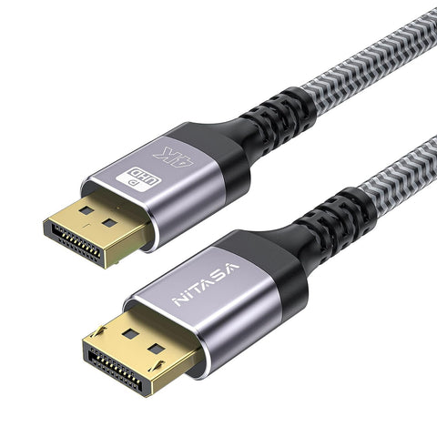 DisplayPort to DisplayPort 6.6 Feet Cable,NITASA High Speed Gaming DP to DP Cable Nylon Braided Cord,4K@60Hz,2K@165Hz Support 21.6Gbps Compatible with Dell,Monitor,Projector,PC,AMD,Lenovo,HP,ThinkPad