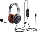 EMAIKER Noise Cancelling USB Headphones with Microphone in-Line Controls for Dragon Dictation, Over Ear PC Headphones for On-Line Course Office Work from Home Skype Call Zoom Microsoft Meeting