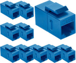 Beszin Cat.6 RJ45 Inline Coupler with Keystone Latch, Female-Female [50-Micron Gold Plated] (10-Pack, Blue)