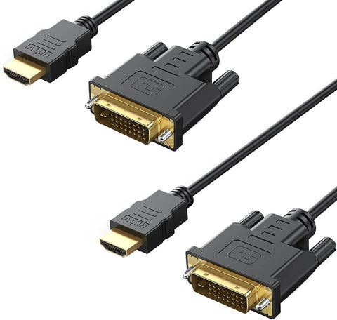 UV-CABLE HDMI to DVI Cable 6 Feet 2-Pack, Bidirectional DVI to HDMI Cord Adapter Male to Male Support 1080P, 3D Comupter,Monitor,Game Console