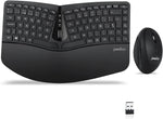 Perixx PERIDUO-406ES Set de Teclado Mini Ergonómico y Ratón Vertical con Cable - con Reposa Muñeca Ajustable y Teclas de Low Profile - QWERTY Spanish (Inalámbrico)