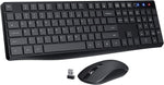 Wireless Keyboard Mouse Combo,PONVIT Energy Saving Slim Quick 2.4GHz Cordless Full Size Computer Keyboard Silent & 3 Adjustable DPI USB Mouse Independent On/Off Switch for PC Laptop,Black