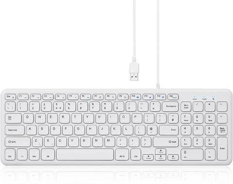 Perixx PERIBOARD-213W Wired Quiet USB Scissor Keyboard - 14.45x4.76x0.70 Inches - Compact Design with Number Pad - White - US English (PERIBOARD-213US)