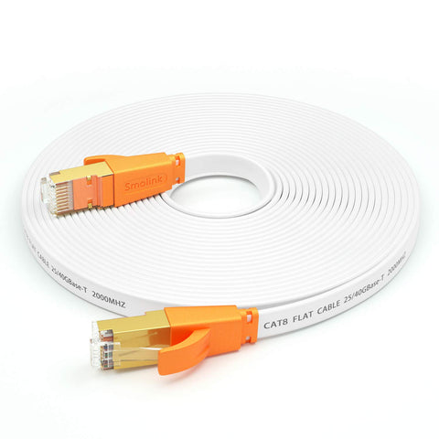 Smolink Flat Ethernet Cable (25 Feet), High Speed Network Internet Cable, 2000 MHz, 40Gbps - RJ45 Computer Patch Cord - Supports Cat6 / Cat5e / Cat5 Standards