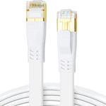 CAT 8 Ethernet Cable, 65ft 26AWG High Speed 40Gbps 2000MHz Heavy Duty Shielded S/FTP CAT8 Flat Gigabit Network Internet RJ45 LAN Patch Cord for PS5, PS4, PS3, Xbox, Gaming, Router, Modem (65ft White)
