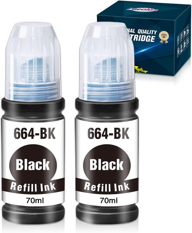 Paeolos Compatible Refill Ink Replacement for Epson 664 T664 Work with Expression ET-2500 ET-2550 ET-2600 ET-2650 ET-3600 ET-4500 ET-4550 ET-16500 Printers, 2 Bottles of Black