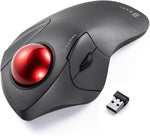 SANWA Dual Mode (Bluetooth 5.1+2.4G Wireless) Ergonomic Trackball Mouse, Rollerball Mice, Programmable Silent Buttons, 44mm Trackball,1000/1600/2400 DPI, Compatible with Laptop, Windows, macOS