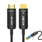 Ablian 8K HDMI Cable 75 ft, Fiber Optic HDMI 2.1 Cable 48Gbps Support 8K@60Hz 4K@120Hz Ultra High Speed for Dynamic HDR/eARC/HDCP 2.3 for RTX3090 Xbox PS5 LG C9 CX Slim in-Wall Rated CL3