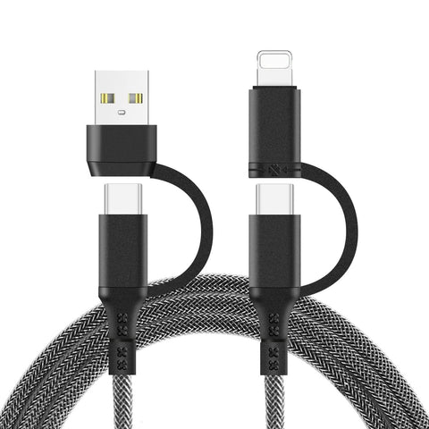 NURMUN Multi Charging Cable,60W USB C 4 in 1 Nylon Braided PD & QC 3A Fast Charging Cord USB-A/C to Type C/i-Phone Connectors Universal Sync Charger Adapter Compatible with Laptop/Tablet/Phone (6FT)