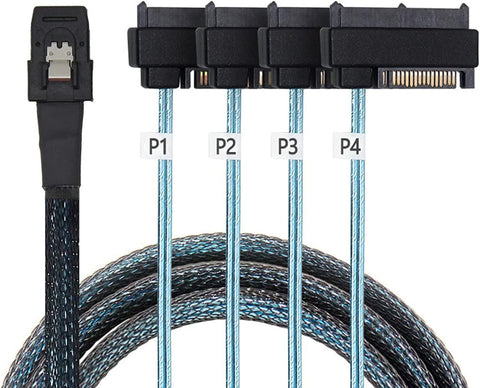 xiwai Internal 36 Pin Mini SAS SFF-8087 Host to 4 SFF-8482 Target SAS Hard Disk and SATA Power Cable 50cm