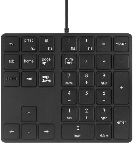 Merdia Numeric Keypad Wired Numpad 34 Keys External Mini Slim Keyboard Magicforce for Financial Cashier Securities-Black