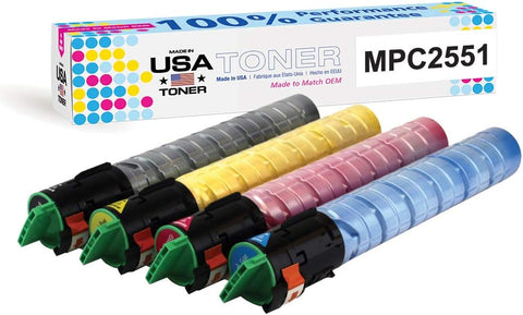 MADE IN USA TONER Compatible Replacement for Ricoh MP C2551 MP C2051, 841586 841503 841502 841501 (CMYK, 4 Cartridges)