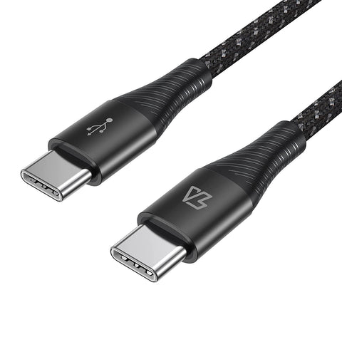 Teleadapt USB C to USB C Cable 6.6ft, 100W USB C to Type C Cable, USB 2.0 5A Type C PD Fast Charging Braided Cord for MacBook Pro 2020 iPad Pro 2020 Galaxy S20 Ultra Pixel Switch and More (Black)