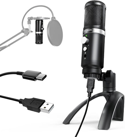 USB PC Microphone, Moman EM1 All (MOMAN EM1US, Black)