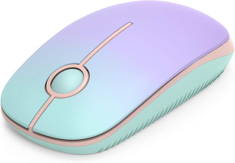 Unipows Wireless Mouse - 2.4G Slim Portable Computer Mouse with Nano Receiver, Less Noise Mobile Optical Mice for Notebook, PC, Laptop, Computer, Mac (Gradient Mint Green to Purple)