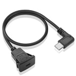 PNGKNYOCN 50cm USB C 2.0 Flush Mount Cable,Right Angle Square Type C Male to Female Panel Flush Mount Extension Cable with Buckle for Car, Boat, Motorcycle, Truck Dashboard?Side Bend Angle?